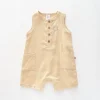 Baby Boys, Beige Sleeveless Romper