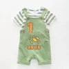 Baby Boys Green Dino Overalls 2 Piece Set