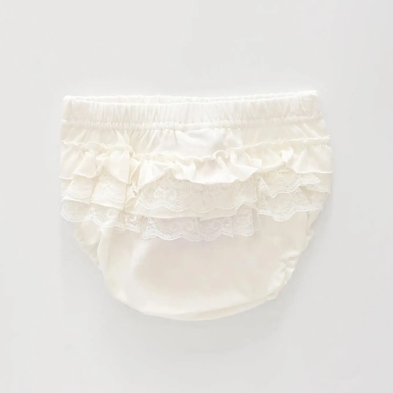 Baby Girl Ruffle Ivory Bloomer