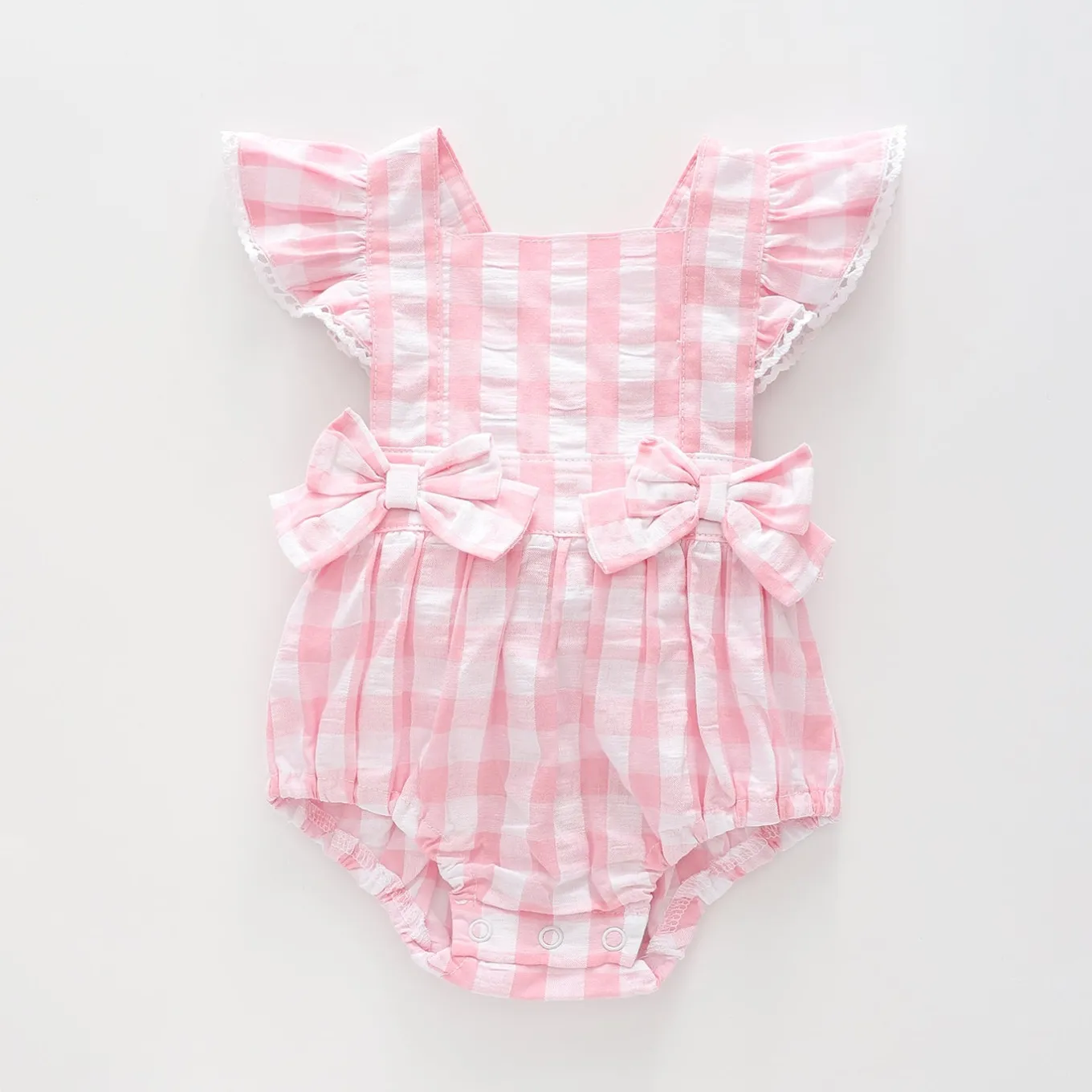 Baby Girls Pretty Pink Gingham Sunsuit
