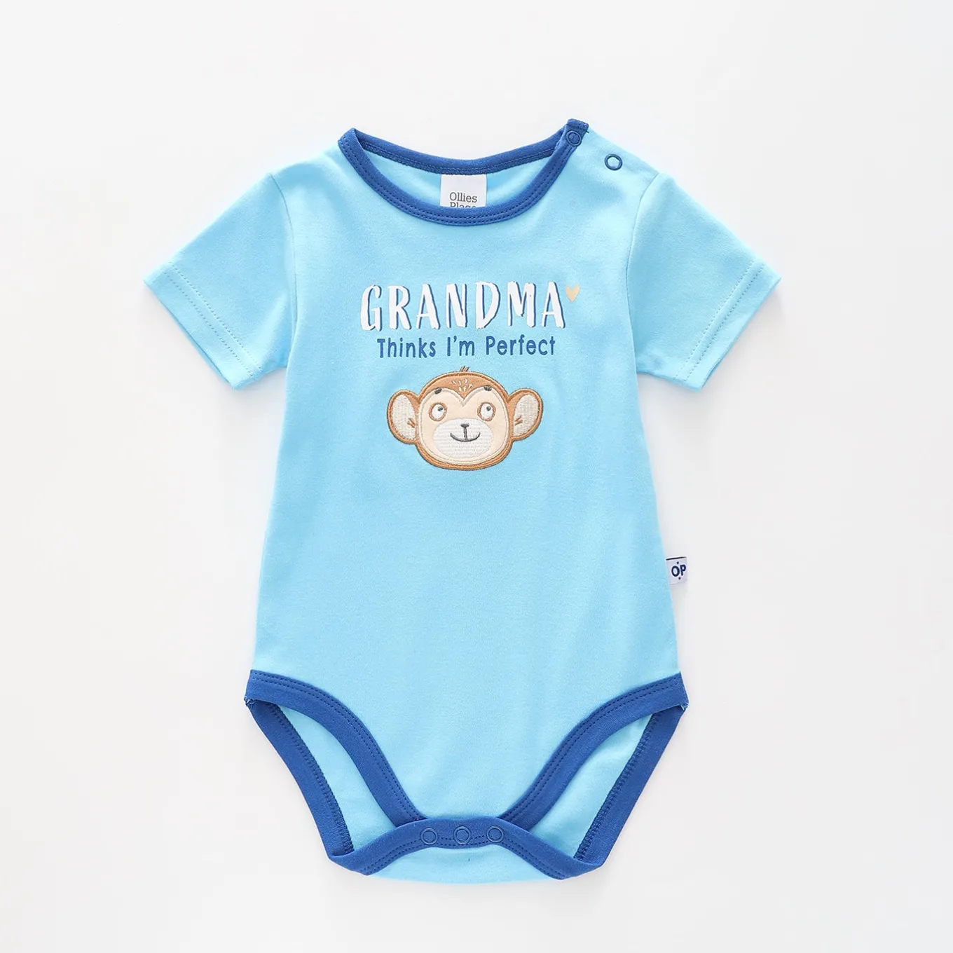 Baby Slogan Bodysuit, Grandma Thinks Im Perfect