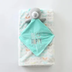 Be Happy Teddy Bear Security Baby Blanket Set