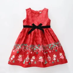 Border Print Christmas Dress
