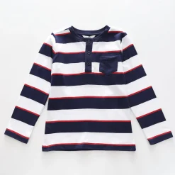 Boys' Blue Stripe Henley Top