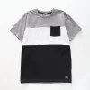 Boy's Grey, White And Black Large Stripe T-Shirt