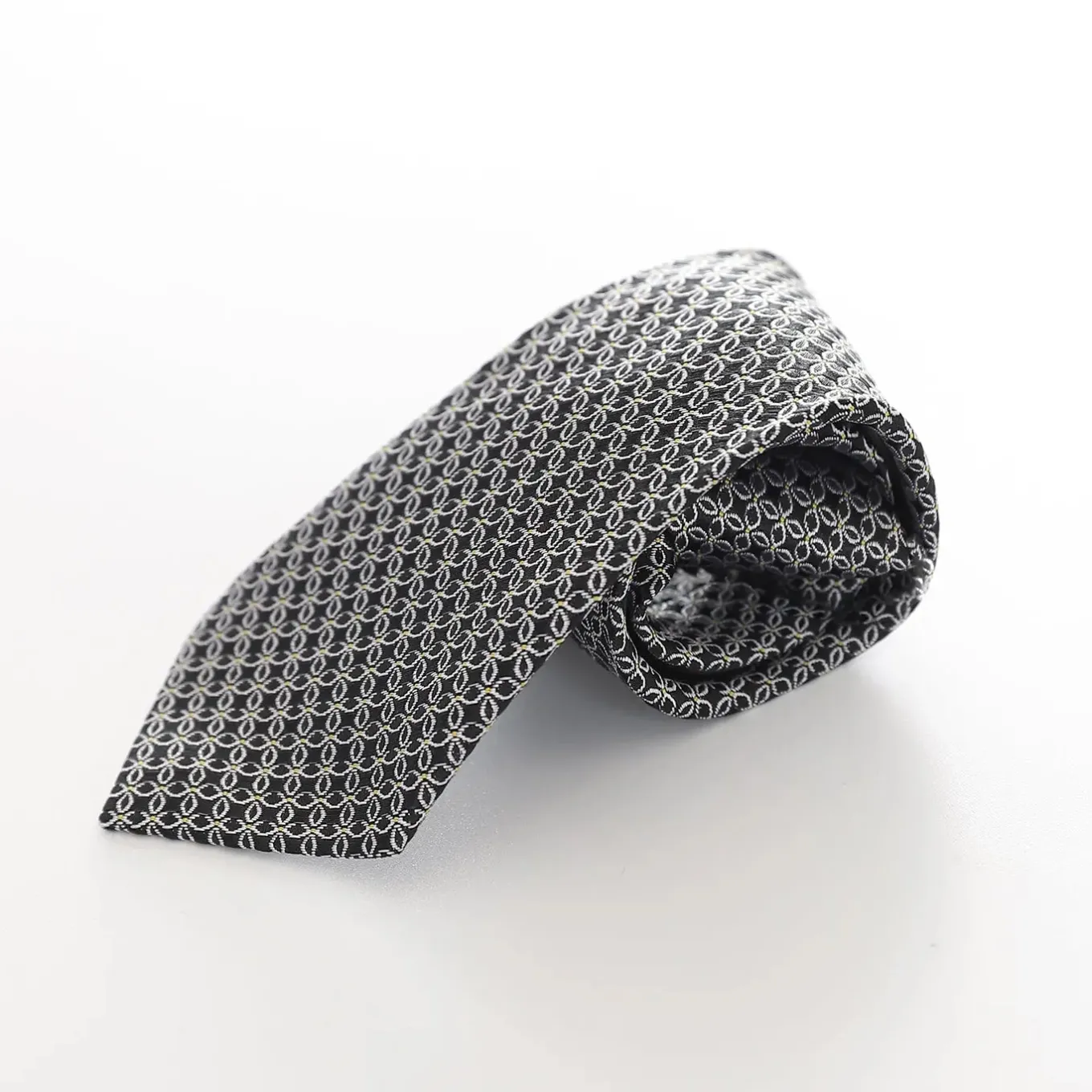Boys' Patterned Necktie - Black and White Floral
