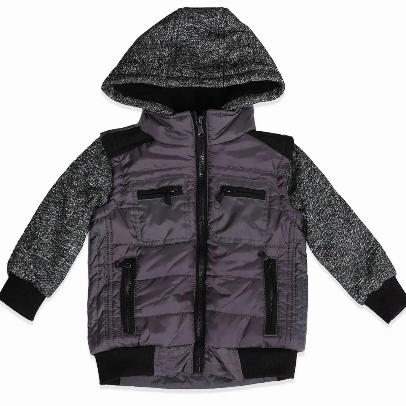 Camo Kid Charcoal Hooded Puffer Jacket - Toddler Boy