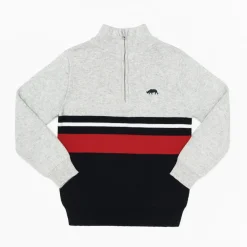 Classic Grey Marle Striped True Knit Jumper - Toddler Boy