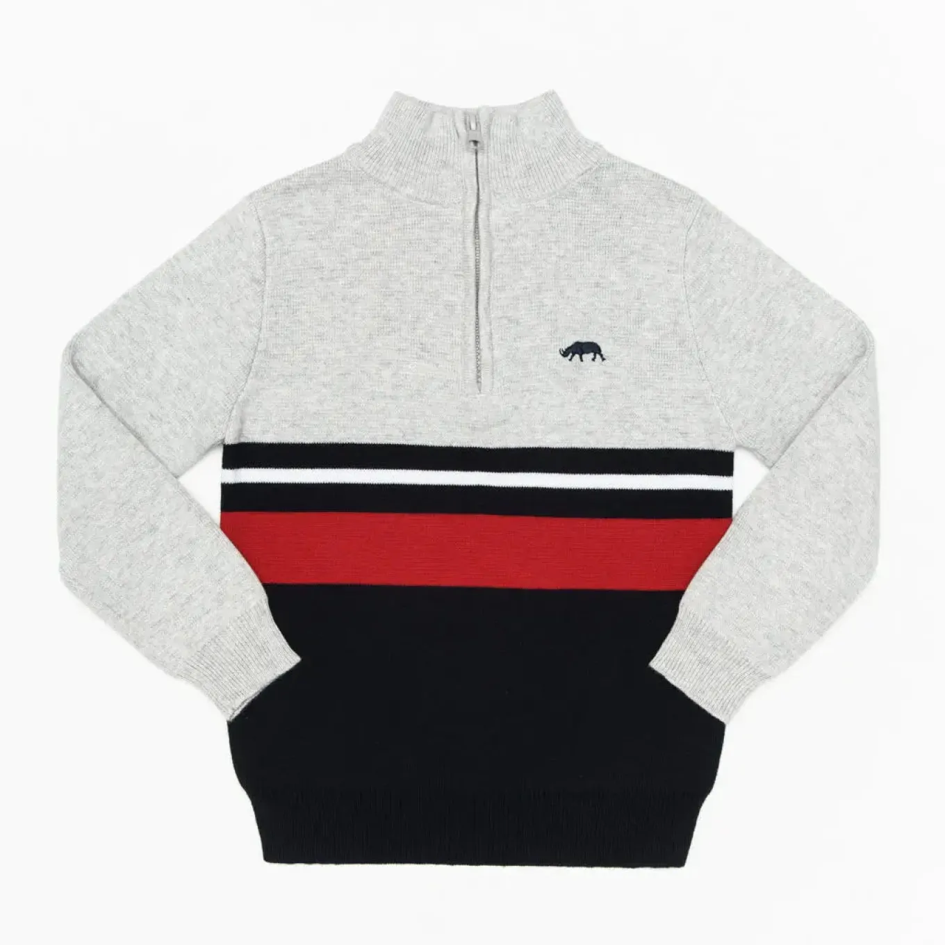 Classic Grey Marle Striped True Knit Jumper - Toddler Boy