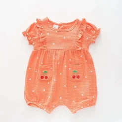Coral Cheesecloth Onesie