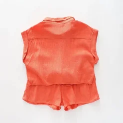 Coral Top and Shorts Set