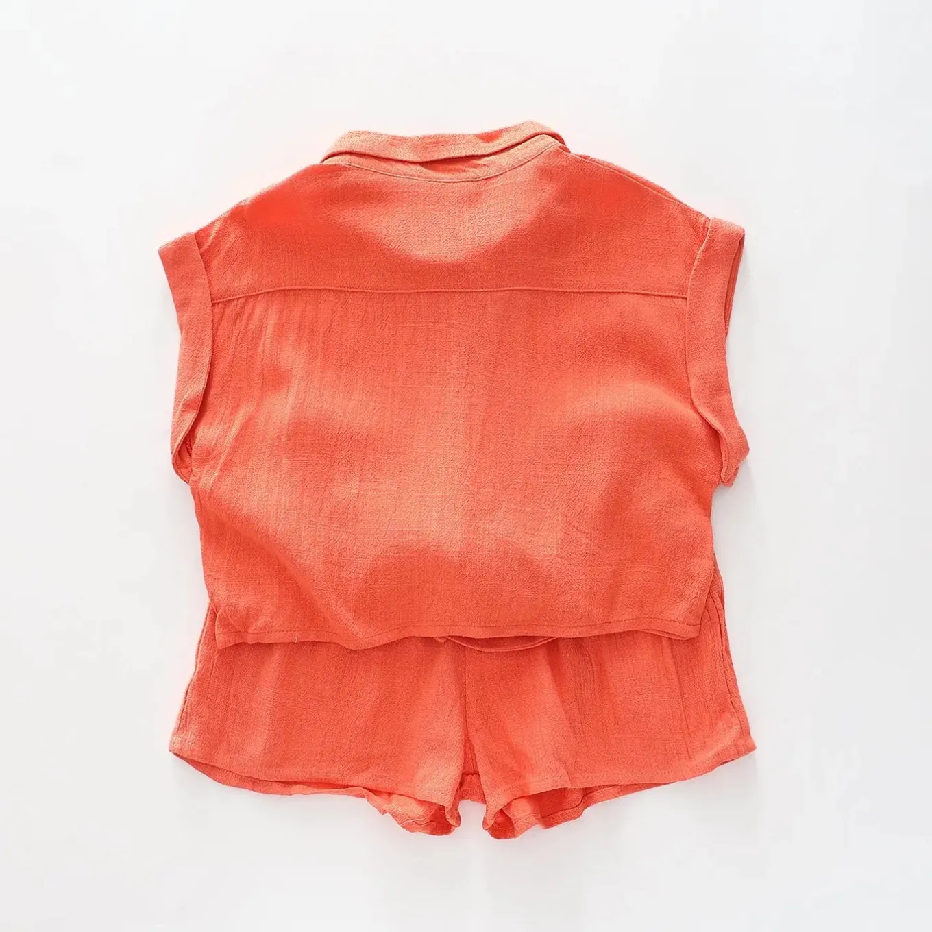 Coral Top and Shorts Set