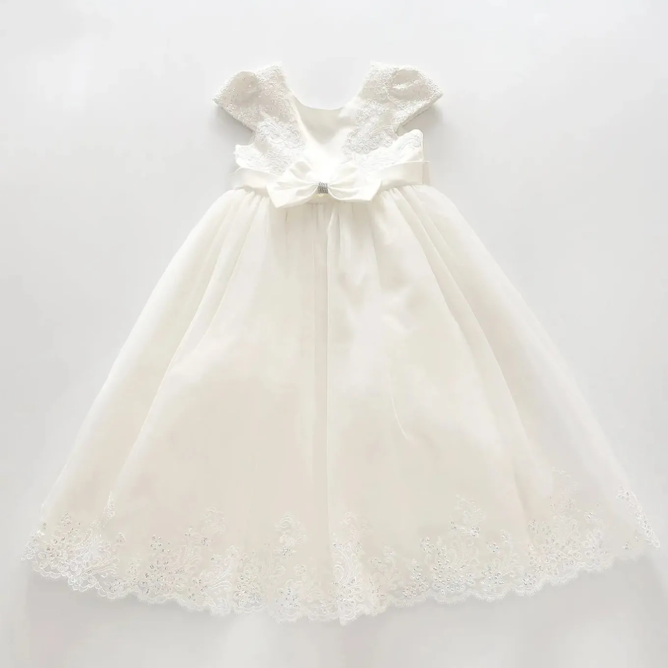 Embroidered Formal Dress with Dimontee Bow