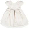 Girl Champagne Metalic Jacquard Dress