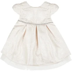 Girl Champagne Metalic Jacquard Dress