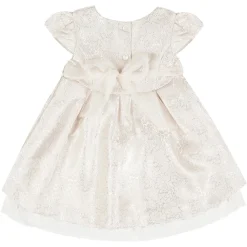 Girl Champagne Metalic Jacquard Dress