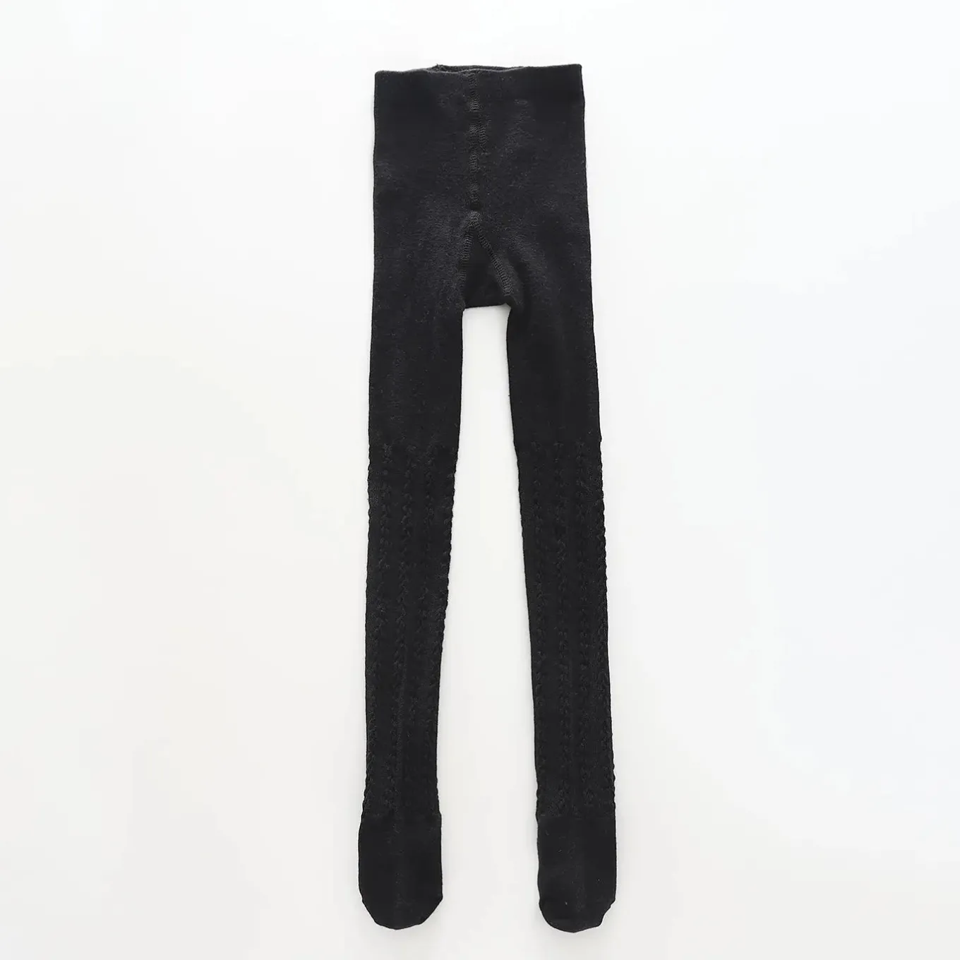 Girls Black Cable Knit Tights