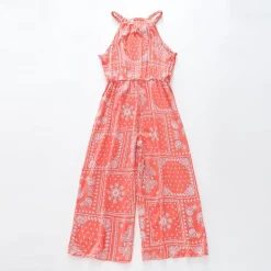 Girls Boho Coral Jumpsuit
