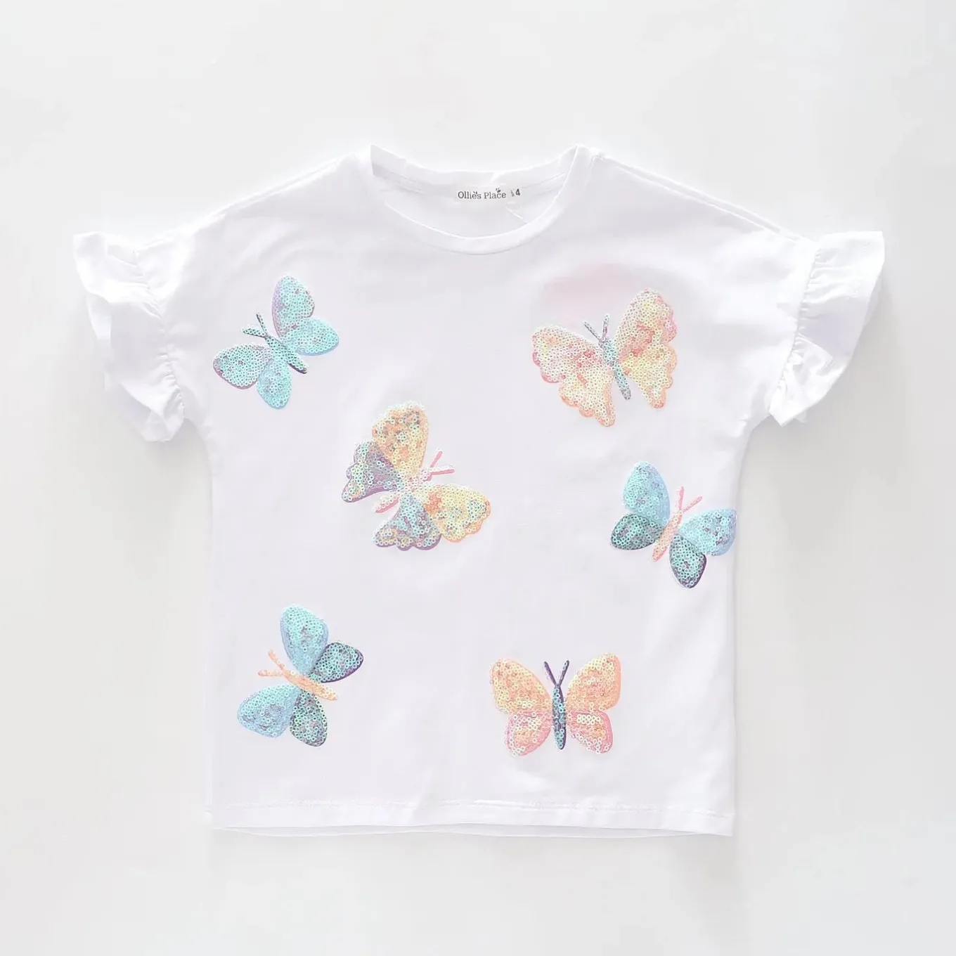 Girls Butterfly Sequin Tee