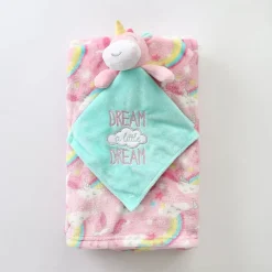 Girls' Fleece Unicorn and Security Baby Blanket Set