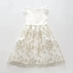 Girls Gold Lace Party Dress