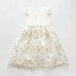 Girls Gold Lace Party Dress