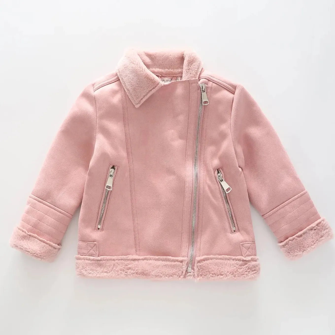 Girls' Pink Faux Suede Jacket