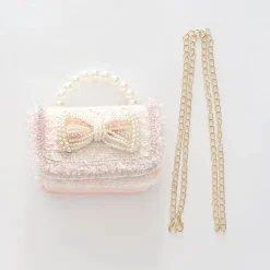 Girls Pink Tweed Handbag