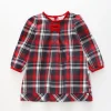 Girls Red Navy Tartan Check Dress
