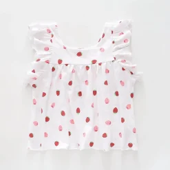 Girl's Strawberry Pink and White T-Shirt