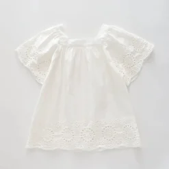Girl's White Broiderie Anglais Top