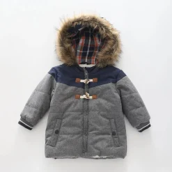 Grey, Boys Hooded Puffer Jacket