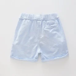 Infant and Toddler Boy's Blue Linen Shorts
