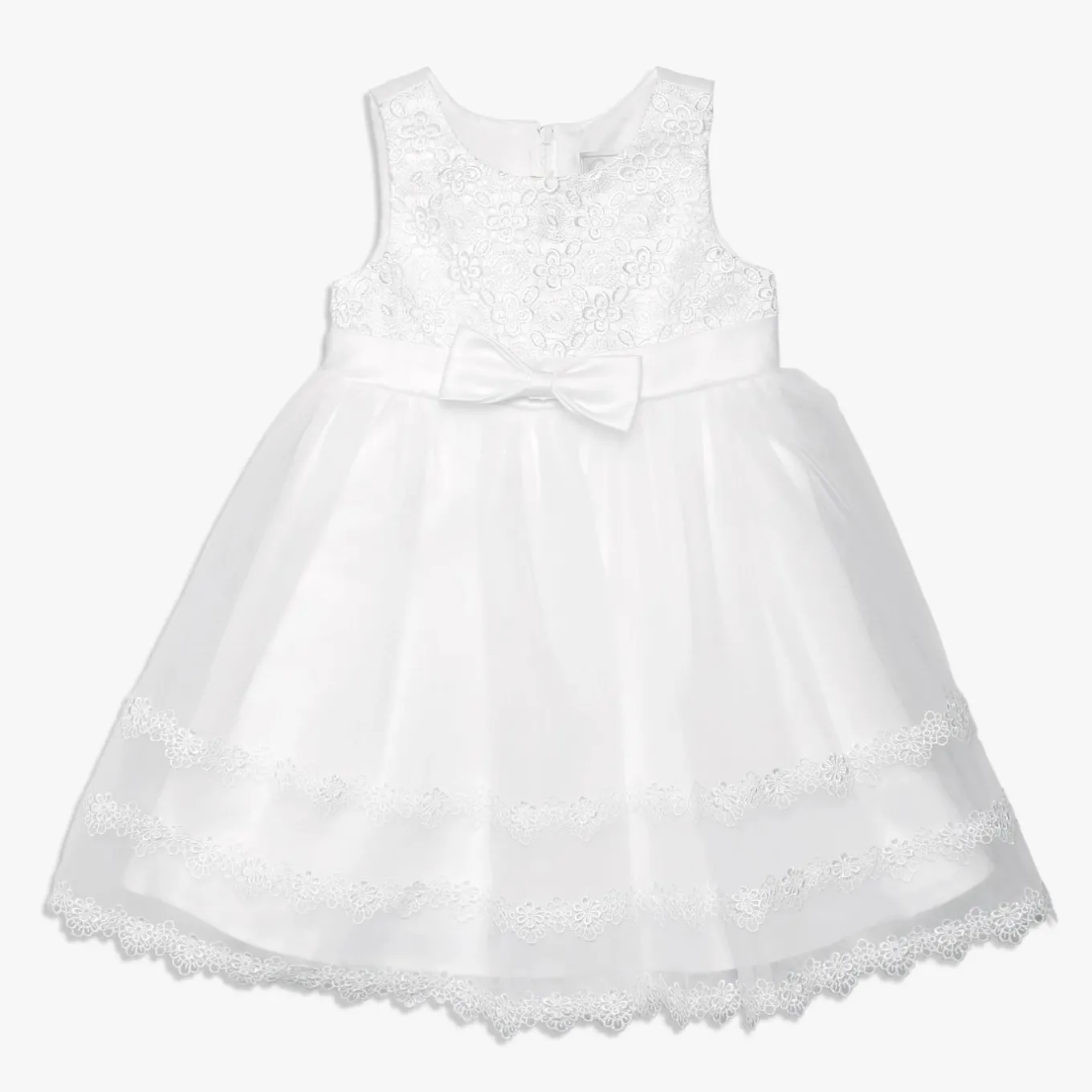 Ivory Flower Formal Girl Dress Lace Bodice Sash Tie