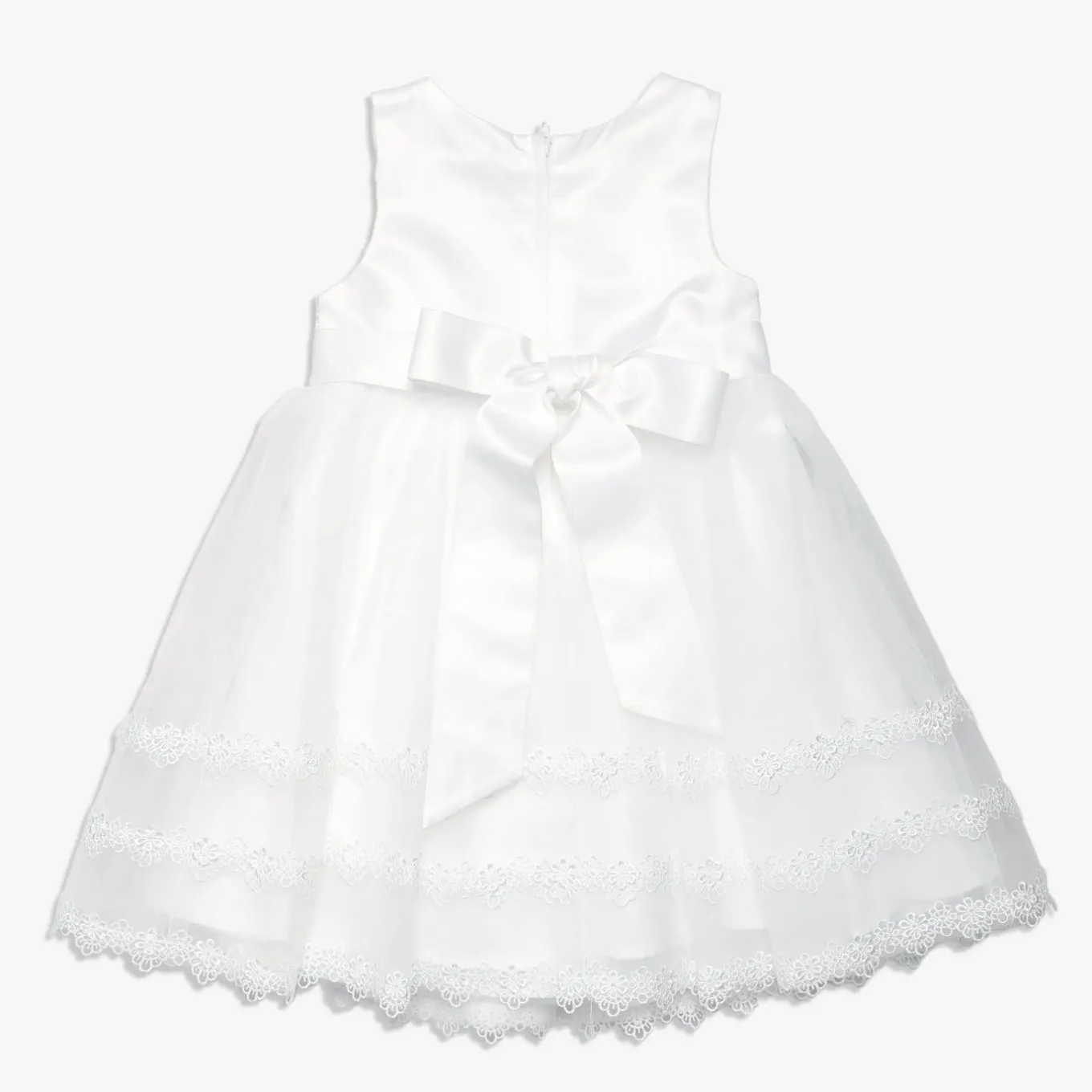 Ivory Flower Formal Girl Dress Lace Bodice Sash Tie