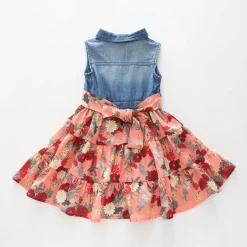 Junior Girls, Denim and Floral Dress