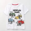 KSJB6124 Kids Toddler Boy Vehicles White Tee