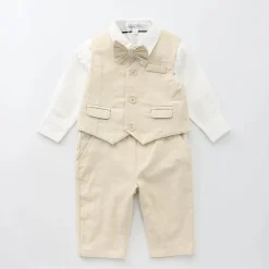 LINEN SUIT 4P 4X0-0 SAND