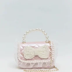 Mini Pink Faux Pearl Quilted Handbag
