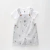 Nautical Seersucker Overalls Set