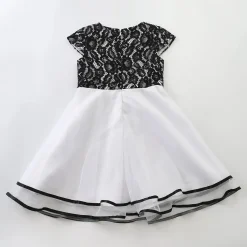 Older Girls Black Lace and White Tulle Special Occasion Party Dress