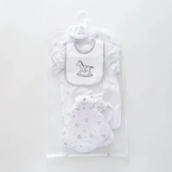 7pc cotton interlock baby gift set Cute rocking horse print