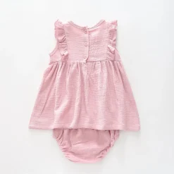 Pink Cheesecloth Dress Set