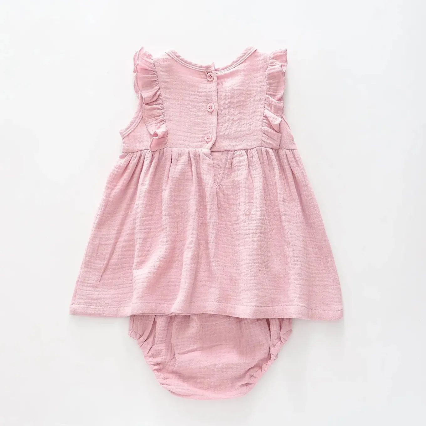 Pink Cheesecloth Dress Set