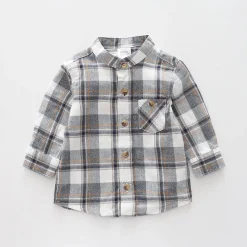 Tan Plaid, Infant Boys Button Down Shirt