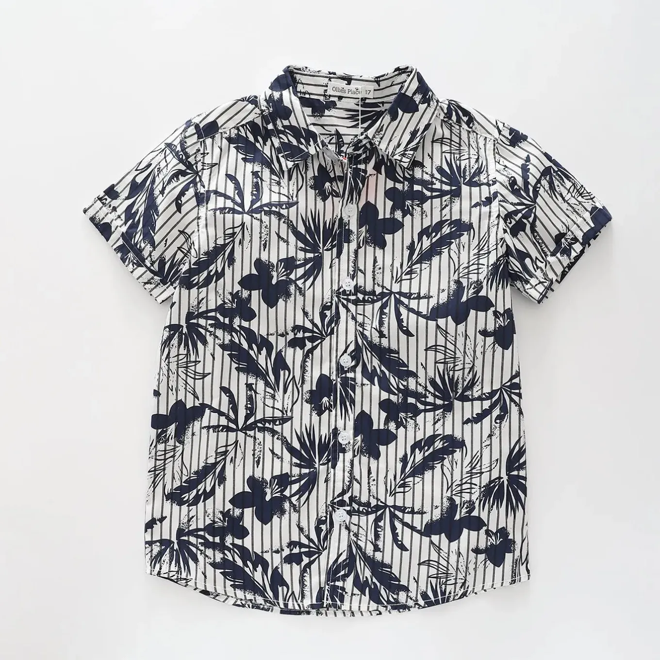 Tropical Print Collared Shirt